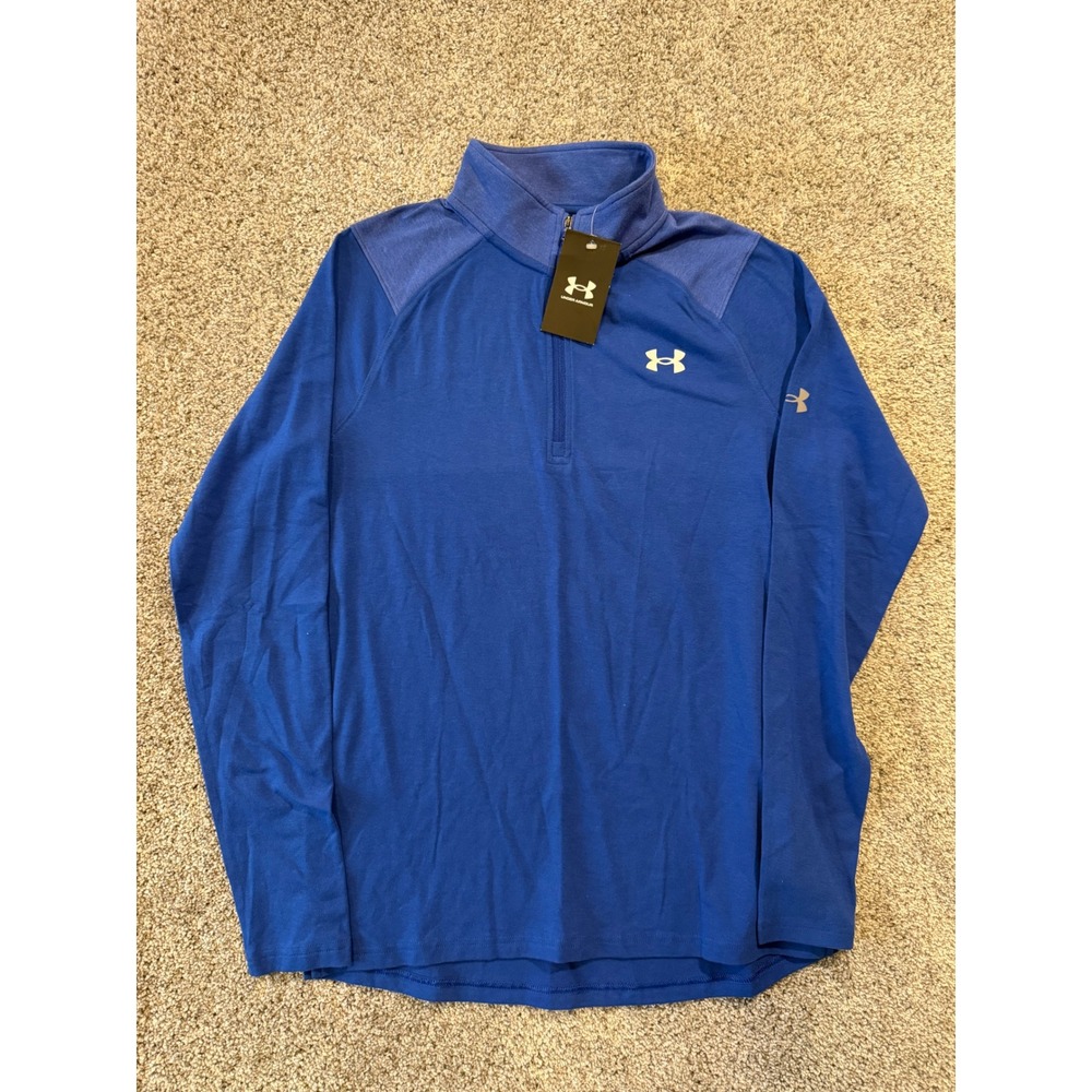 Under‎ Armour Pullover Mens Small Blue 1/4 Zip Loose Fit Long Sleeve Athletic